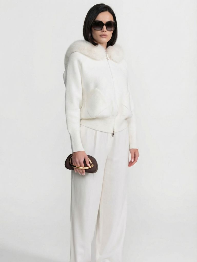 Luxe Fur Collar Wool Hoodie