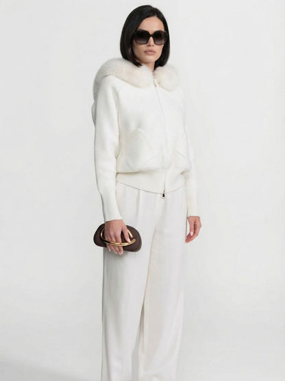 Luxe Fur Collar Wool Hoodie