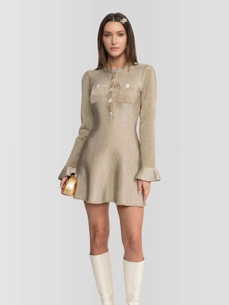 Golden Radiance Flare Dress