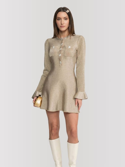 Golden Radiance Flare Dress