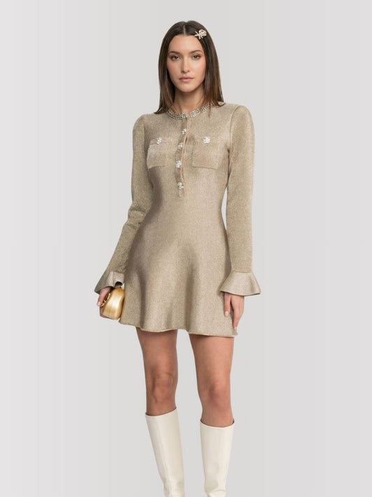 Golden Radiance Flare Dress