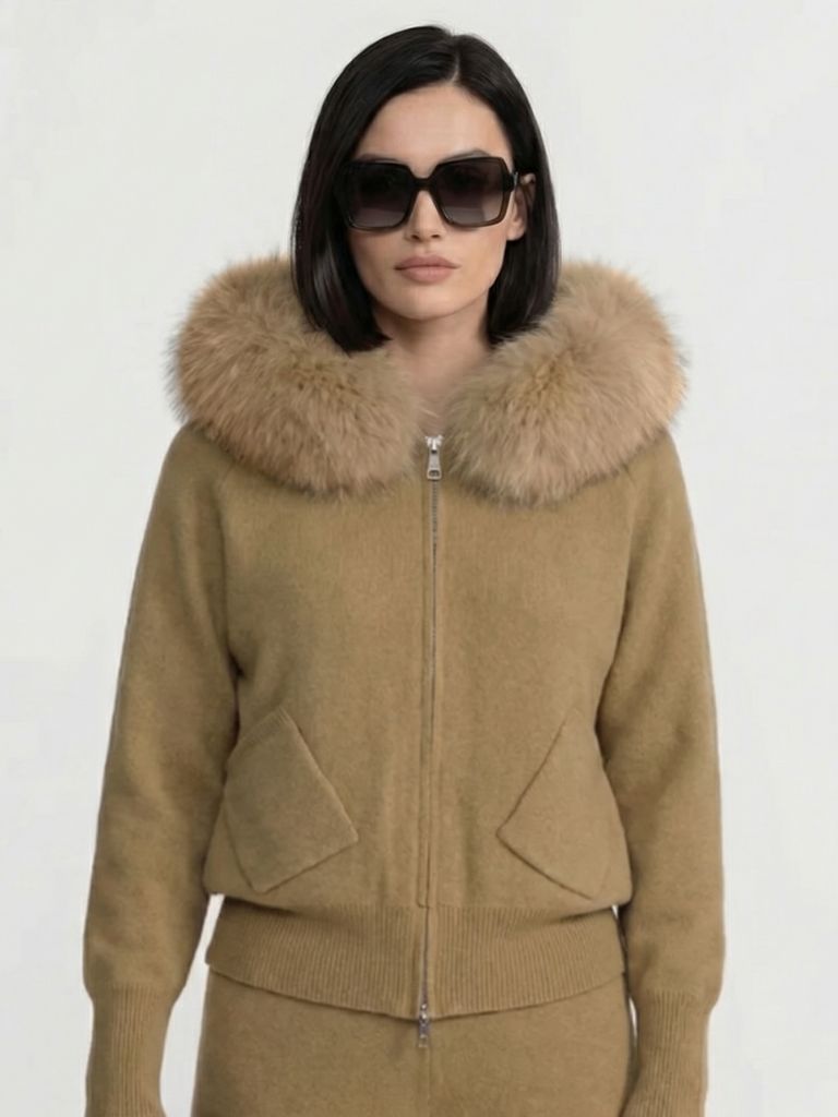 Luxe Fur Collar Wool Hoodie