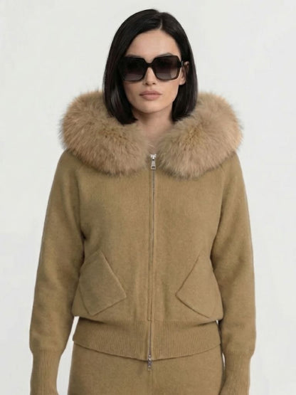 Luxe Fur Collar Wool Hoodie