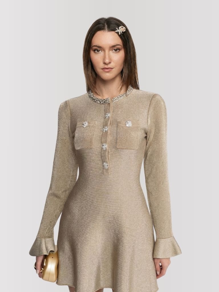 Golden Radiance Flare Dress