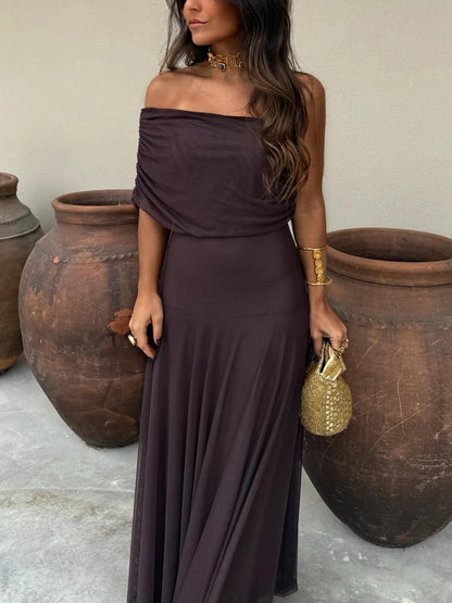 Ophelia Off-Shoulder Mesh Maxi Dress