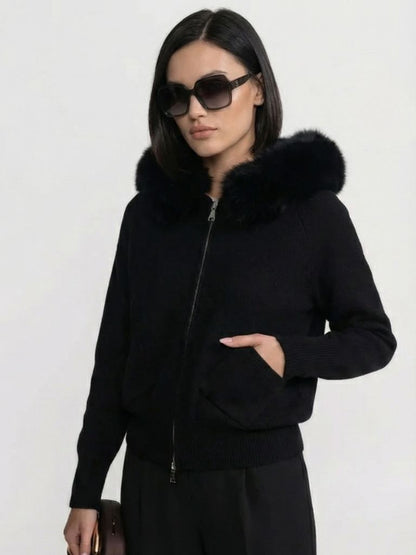 Luxe Fur Collar Wool Hoodie