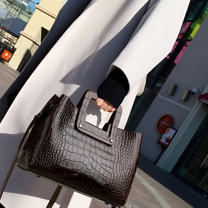 Crocodile Square Handle Tote Bag – FIORENE