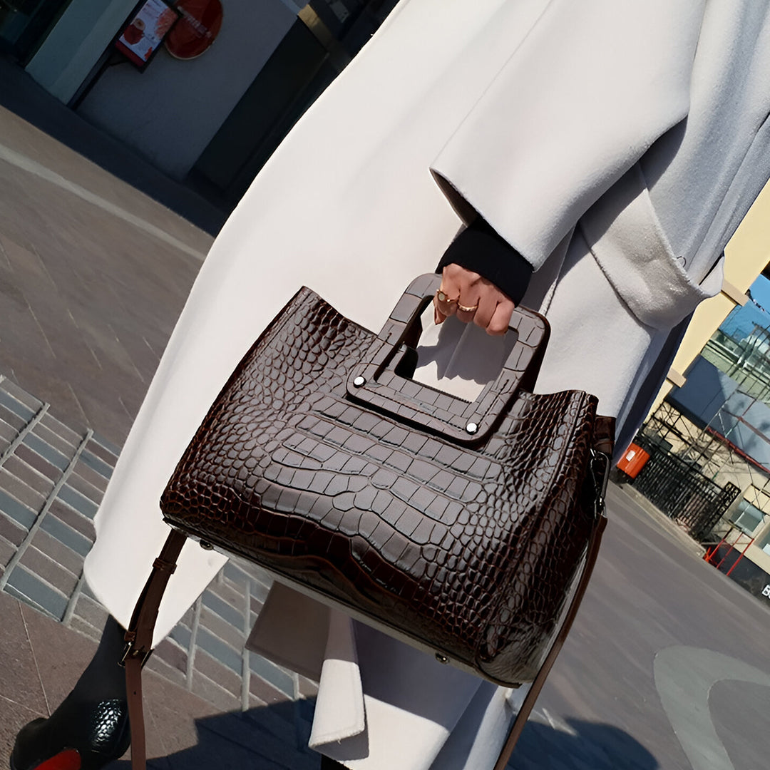 Crocodile Square Handle Tote Bag – FIORENE