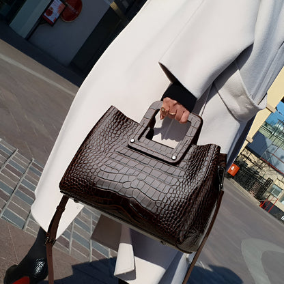 Crocodile Square Handle Tote Bag – FIORENE