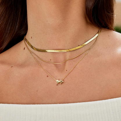 Gilded Layered Herringbone Necklace – FIORENE