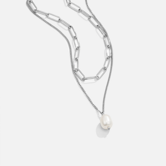 Paperclip Chain with Pearl Charm – FIORENE
