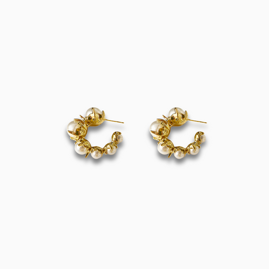 Golden Pearl Bloom Earrings – FIORENE