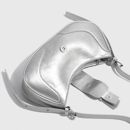Silver Buckle Curve Shoulder Bag – FIORENE