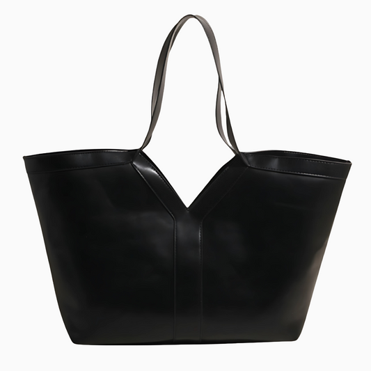 V-Cut Sleek Leather Tote Bag – FIORENE