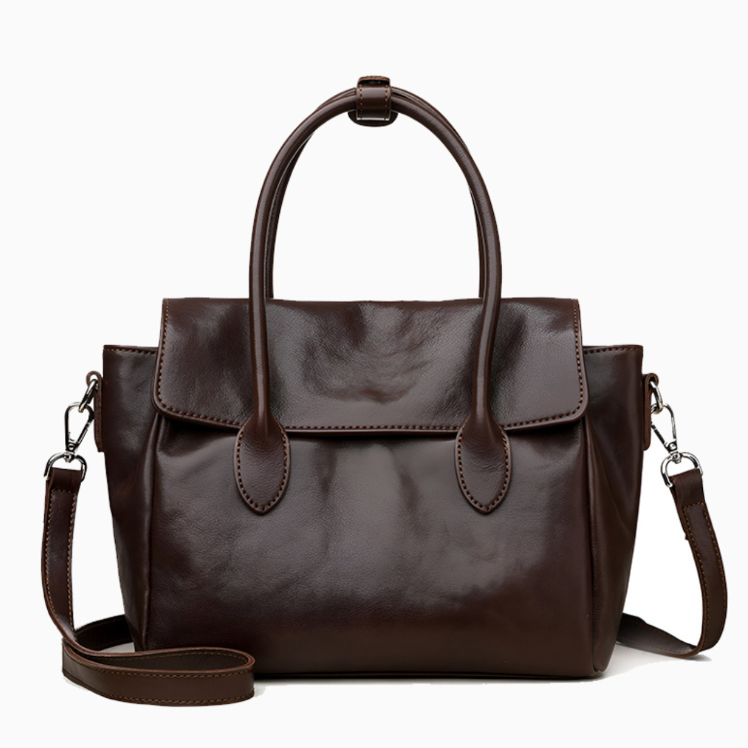 Mocha Classic Leather Satchel – FIORENE