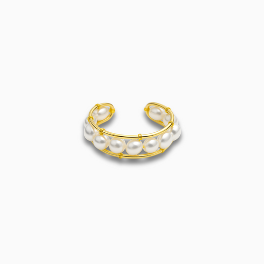 Golden Pearl Orbit Ring – FIORENE