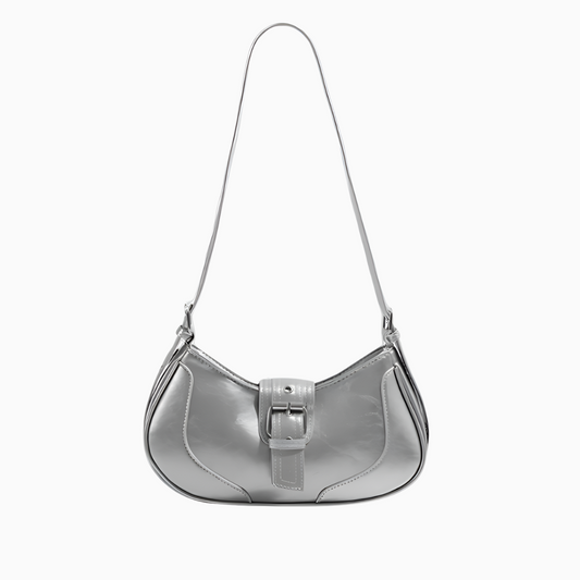 Silver Buckle Curve Shoulder Bag – FIORENE