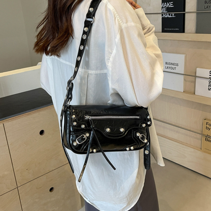 Midnight Edge Moto Shoulder Bag – FIORENE