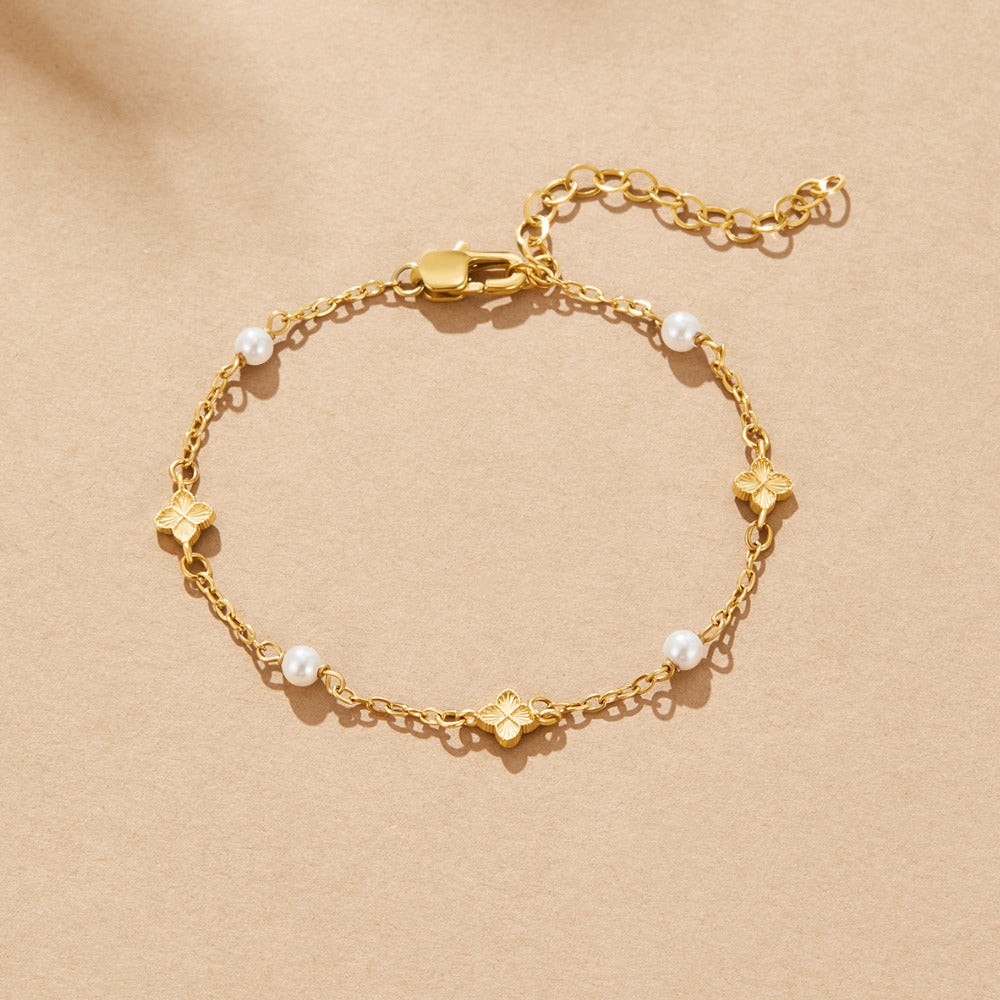 Radiant Pearl Petal Bracelet – FIORENE