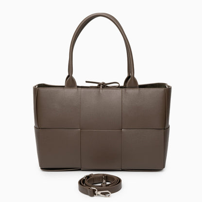 Mocha Grid Panel Tote Bag – FIORENE