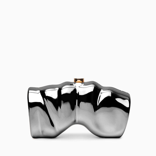 Sculpted Metallic Clutch - FIORENE