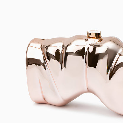 Sculpted Metallic Clutch - FIORENE
