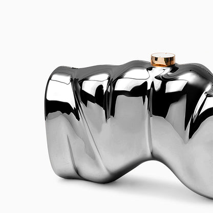 Sculpted Metallic Clutch - FIORENE