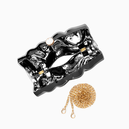 Sculpted Metallic Clutch - FIORENE