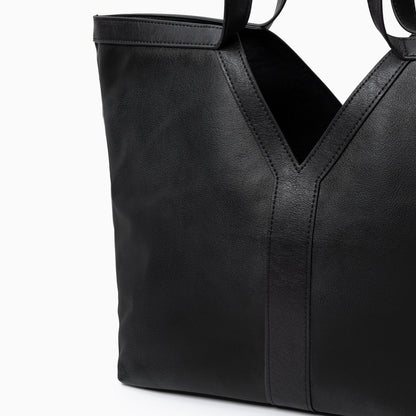 V-Cut Sleek Leather Tote Bag – FIORENE