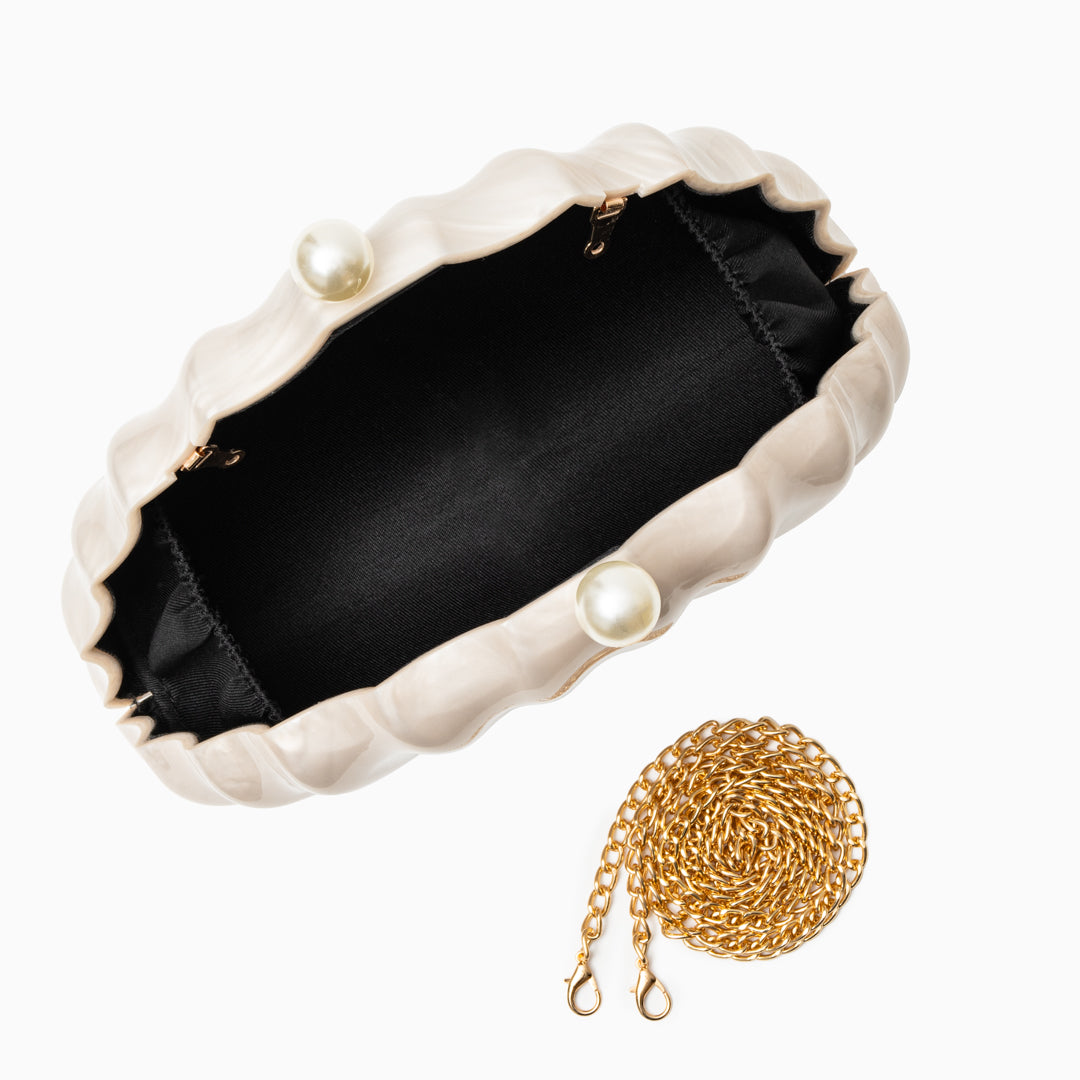 Pearl Radiance Shell Clutch – FIORENE