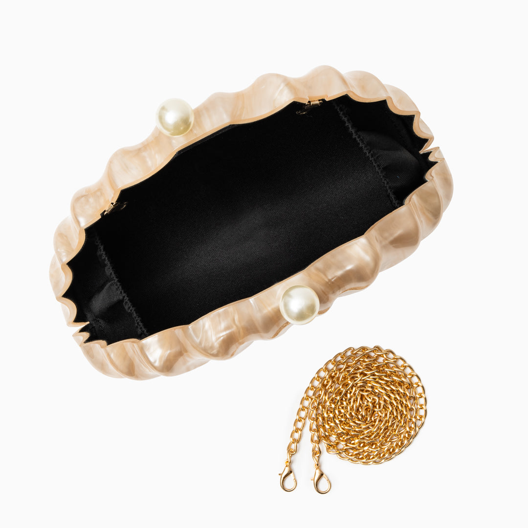 Pearl Radiance Shell Clutch – FIORENE