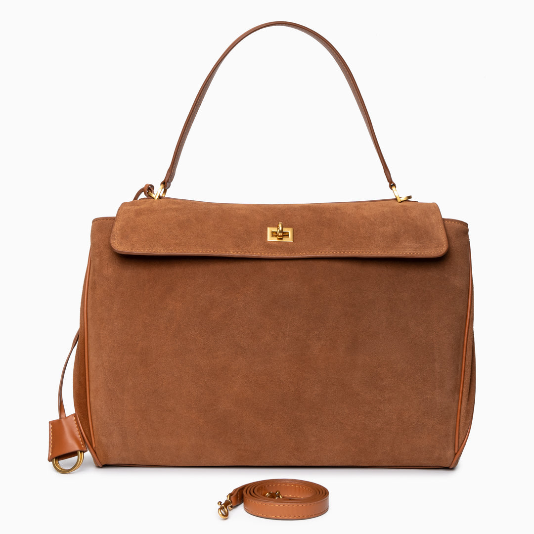 Velvet Tan Suede Handbag – FIORENE