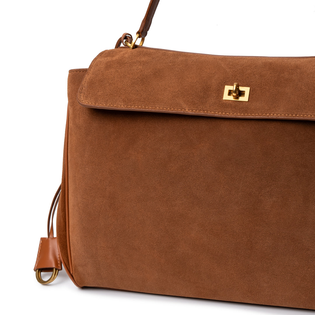 Velvet Tan Suede Handbag – FIORENE