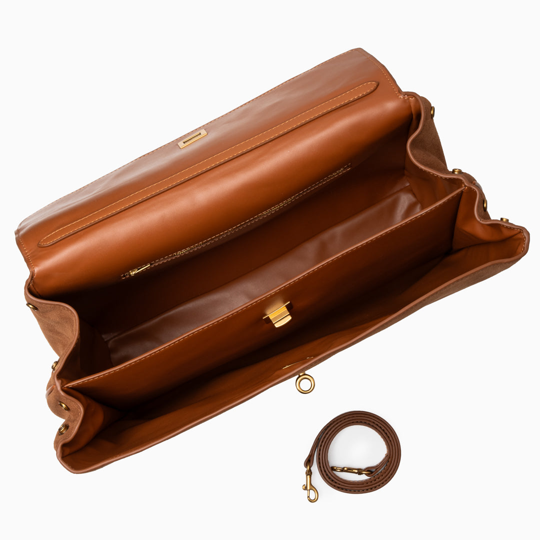 Velvet Tan Suede Handbag – FIORENE
