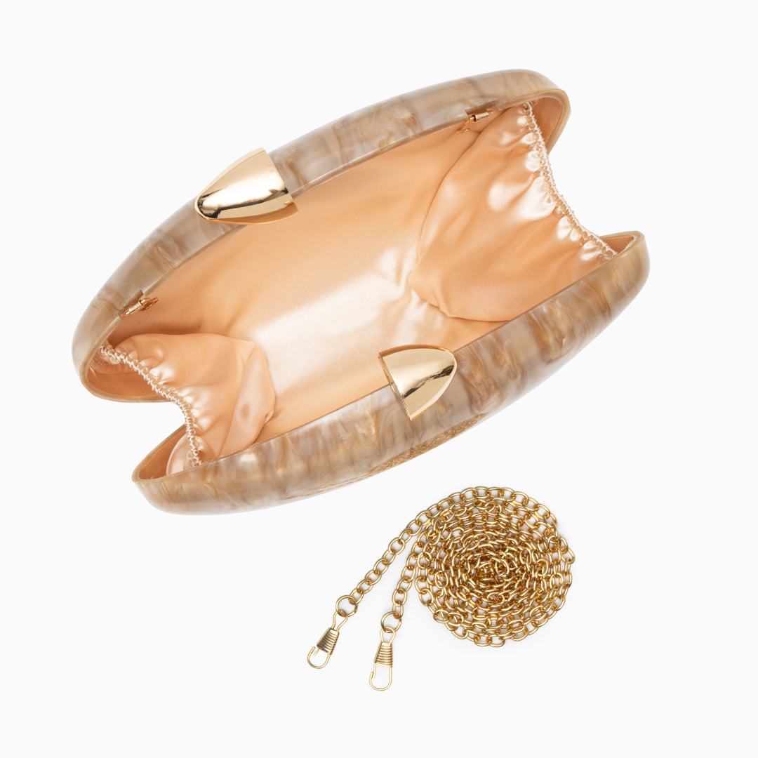 Champagne Swirl Oval Clutch – FIORENE