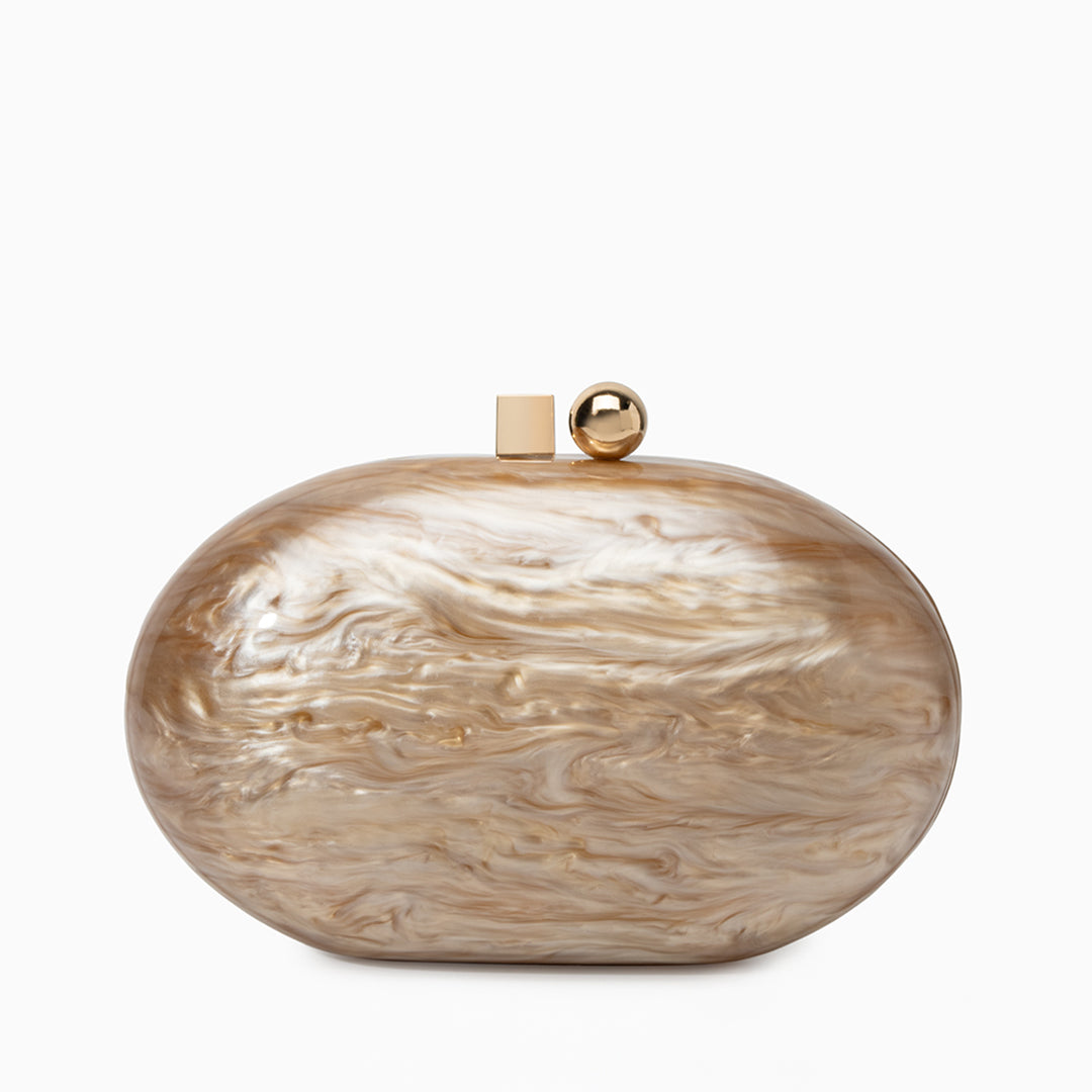 Champagne Swirl Oval Clutch – FIORENE