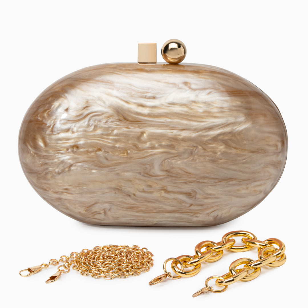 Champagne Swirl Oval Clutch – FIORENE