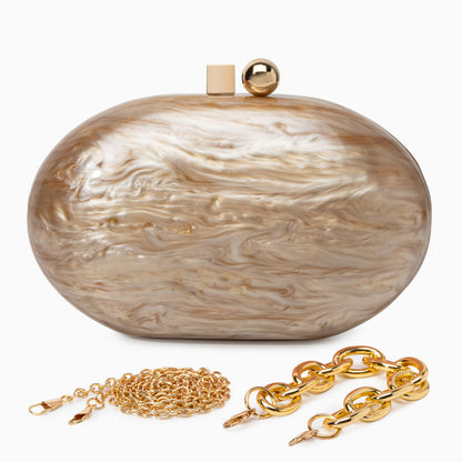 Champagne Swirl Oval Clutch – FIORENE