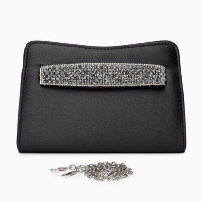 Crystal Noir Satin Clutch – FIORENE