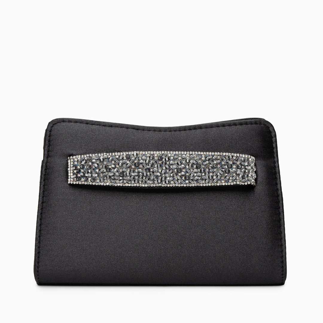 Crystal Noir Satin Clutch – FIORENE