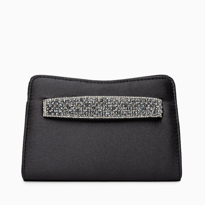 Crystal Noir Satin Clutch – FIORENE