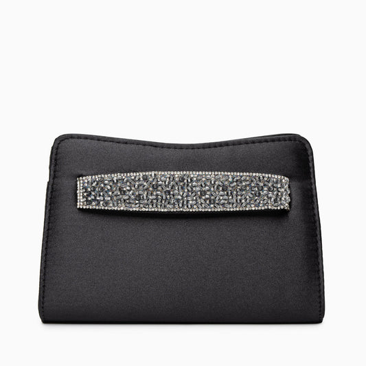 Crystal Noir Satin Clutch – FIORENE
