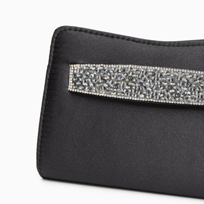 Crystal Noir Satin Clutch – FIORENE