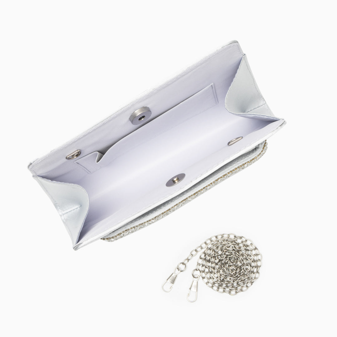 Crystal Noir Satin Clutch – FIORENE