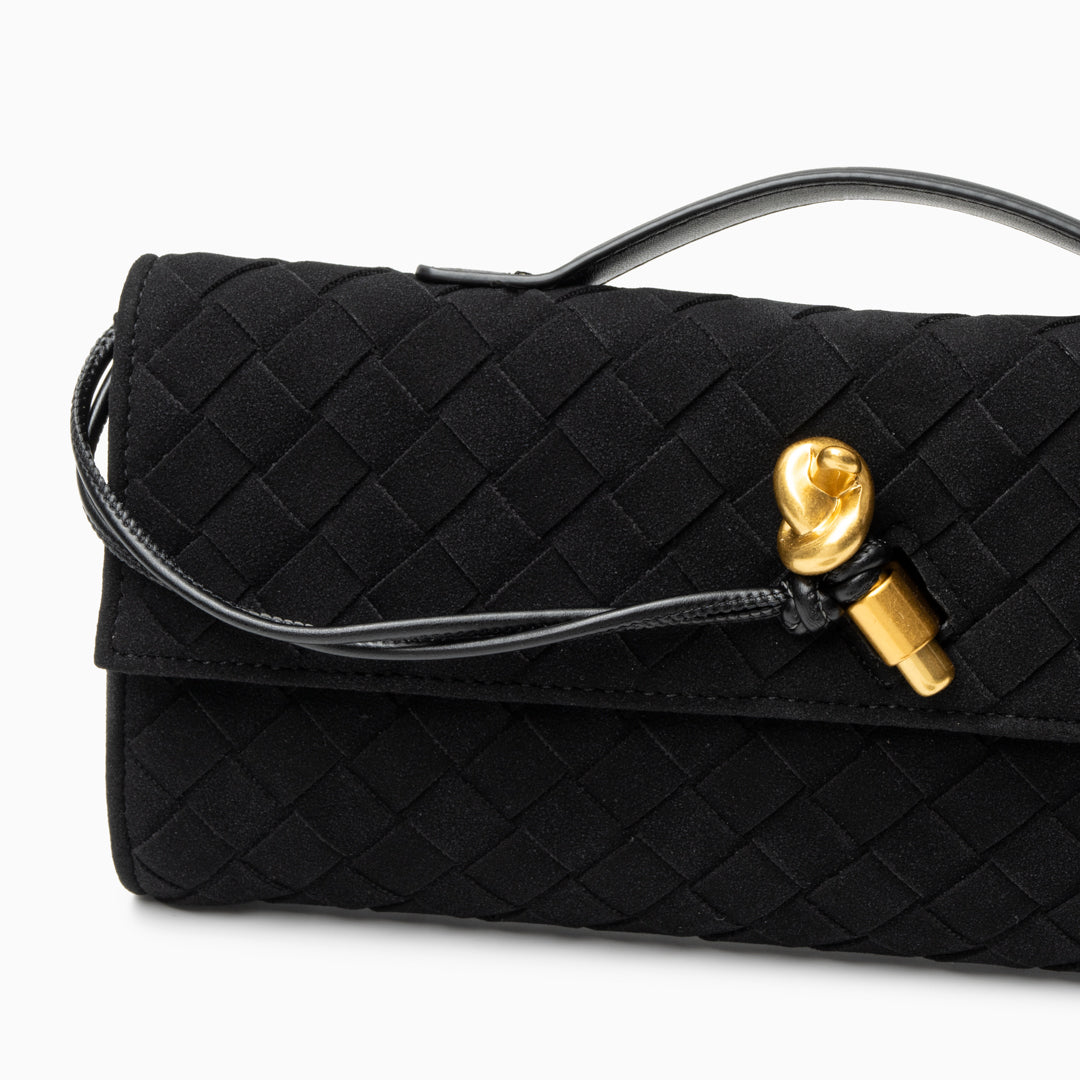 Noir Knot Woven Clutch – FIORENE