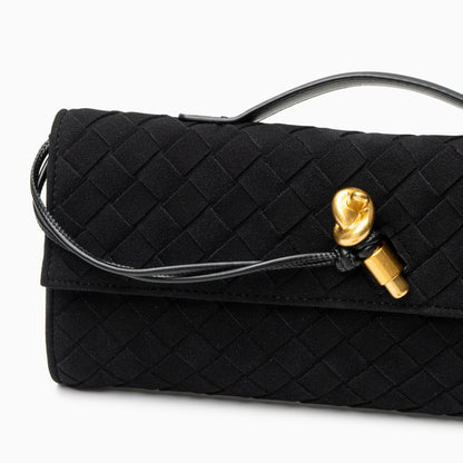 Noir Knot Woven Clutch – FIORENE