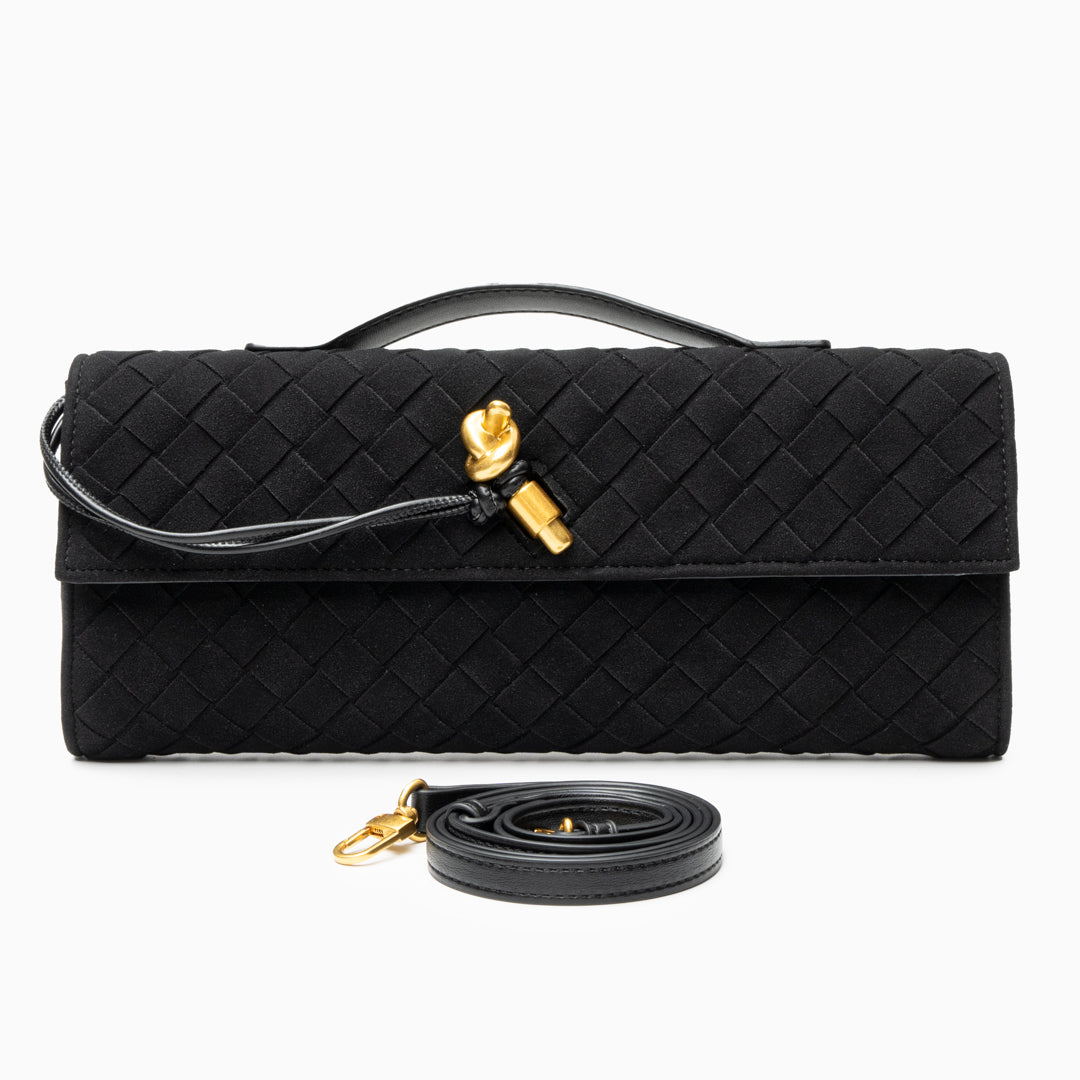 Noir Knot Woven Clutch – FIORENE