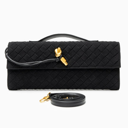 Noir Knot Woven Clutch – FIORENE