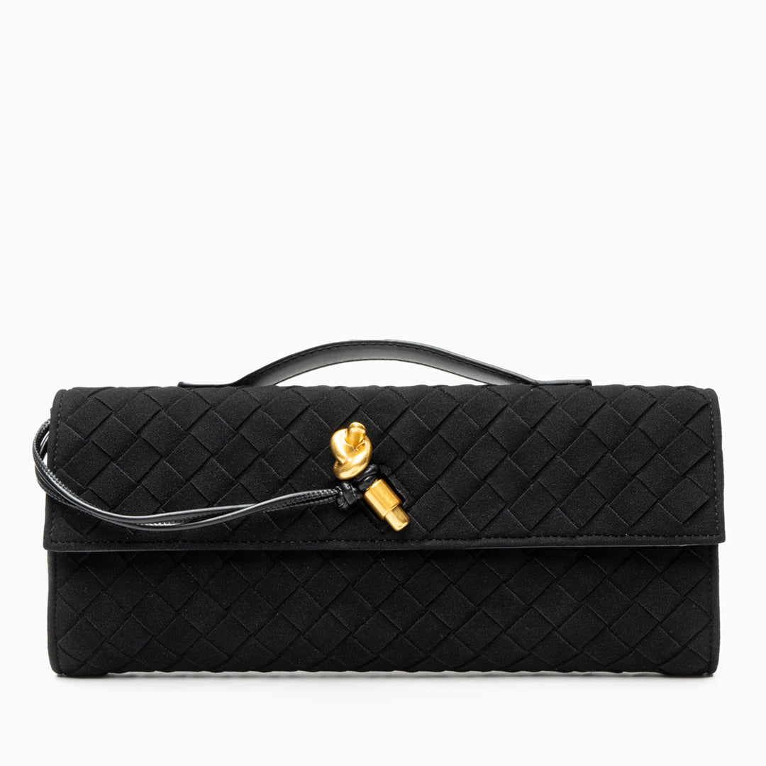 Noir Knot Woven Clutch – FIORENE