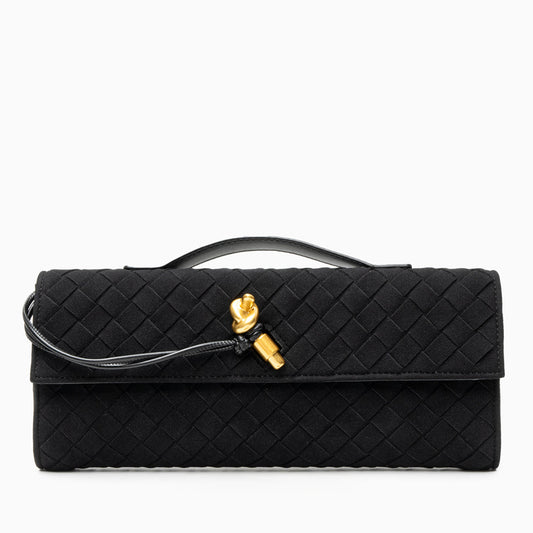 Noir Knot Woven Clutch – FIORENE
